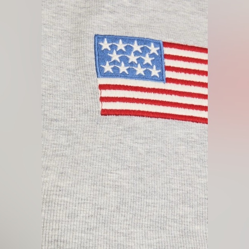 Embroidered American Flag Ribbed Baby Tee - Le Lis - Picture 4 of 6